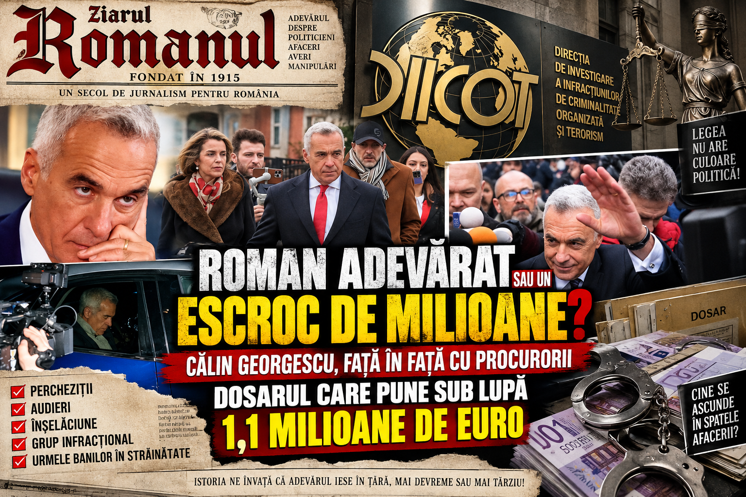 CĂLIN GEORGESCU, FAȚĂ ÎN FAȚĂ CU PROCURORII. DOSARUL CARE PUNE SUB LUPĂ 1,1 MILIOANE DE EURO