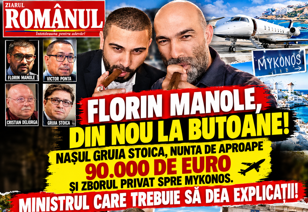 FLORIN MANOLE, DIN NOU LA BUTOANE! NAȘUL GRUIA STOICA, NUNTA DE APROAPE 90.000 DE EURO ȘI ZBORUL PRIVAT SPRE MYKONOS. MINISTRUL CARE TREBUIE SĂ DEA EXPLICAȚII!